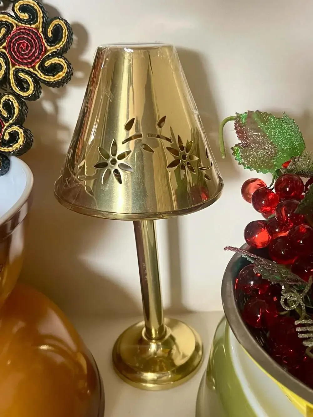 Vintage Brass Lantern Candleholder Set, Decorative Table Light